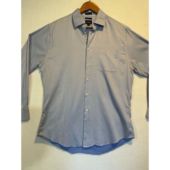 Neiman Marcus Mens Medium Blue Trim Fit Cotton Button Up Shirt 16 32/33 - Picture 3 of 10